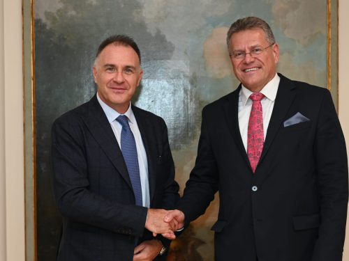 Il Presidente Di Confindustria, Emanuele Orsini, E Il Commissario Ue Al Commercio, Maroš Šefčovič