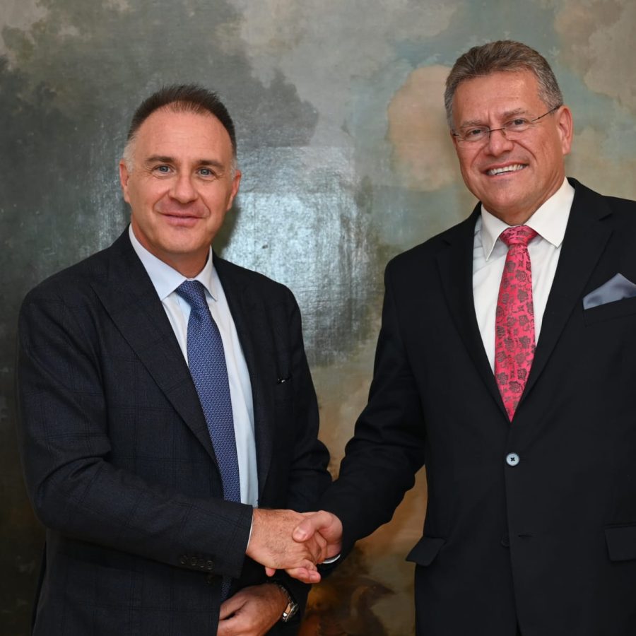 Il Presidente Di Confindustria, Emanuele Orsini, E Il Commissario Ue Al Commercio, Maroš Šefčovič