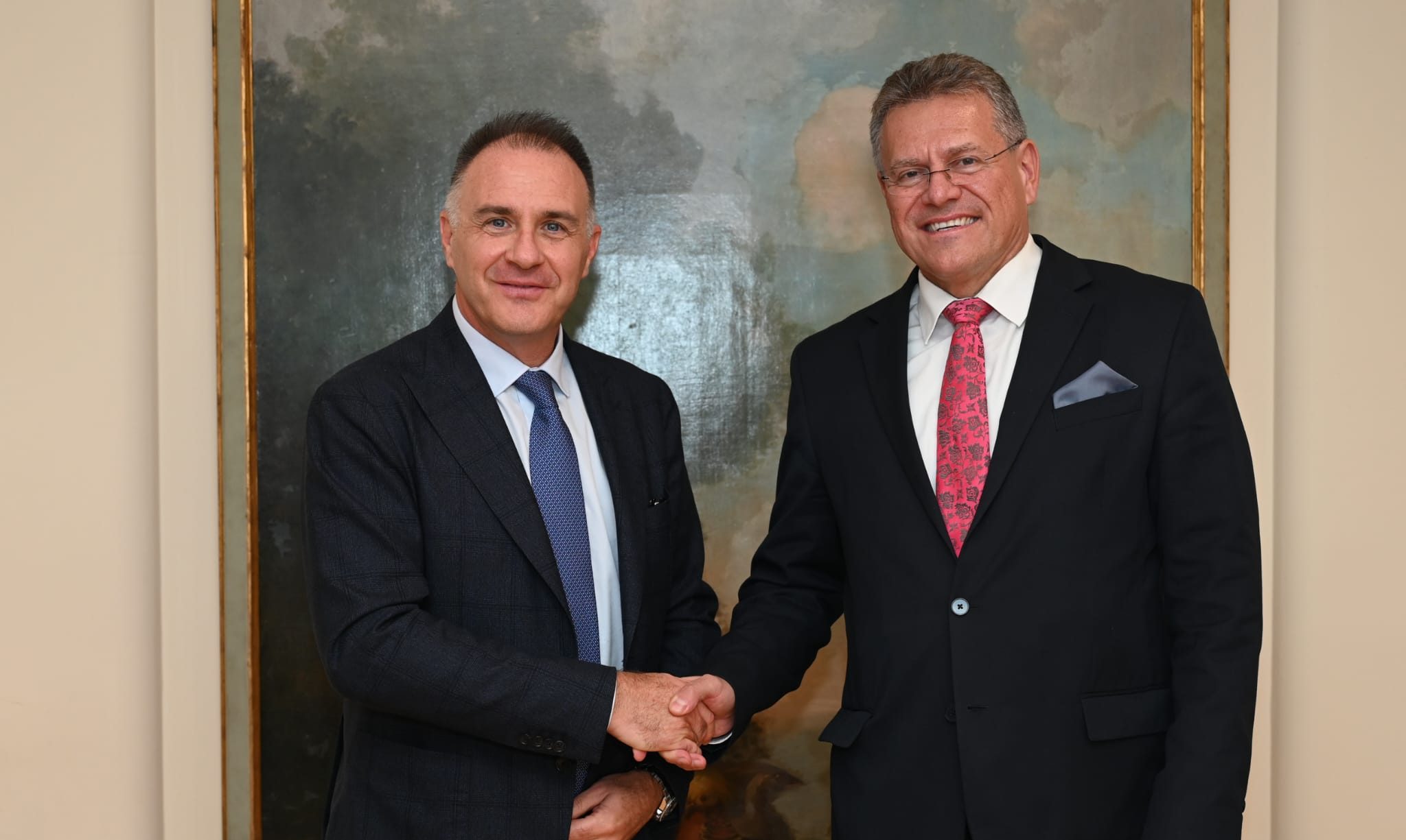 Il Presidente Di Confindustria, Emanuele Orsini, E Il Commissario Ue Al Commercio, Maroš Šefčovič